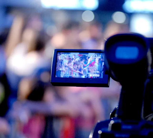 TV camera filming event