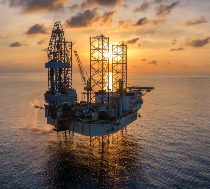 Sunset on an offshore Oil and Gas rig