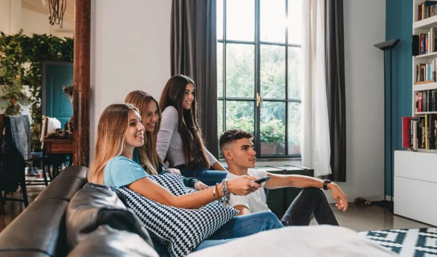 DTH Distribution Yound People Watching TV DTH Distribution Yound People Watching TV