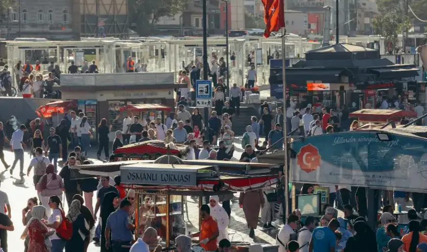 Turkish city with people on the streets