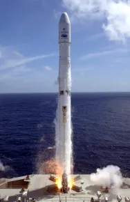 Launch of EUTELSAT 70B satellite by Sea Launch close up