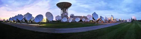 Panorama of satellite antenna at Rambouillet Teleport