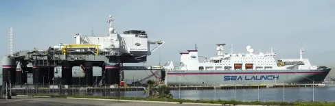 La nave Sea Launch se prepara para el lanzamiento del satélite EUTELSAT 70B