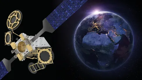 Artist view of EUTELSAT 10B satellite facing Earth