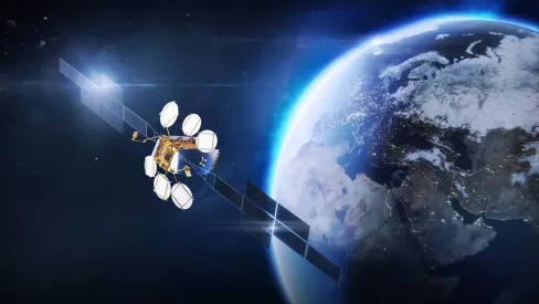 Artist view of EUTELSAT 36D satellite facing Earth