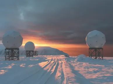Close up of the Eutelsat OneWeb gateway in Svalbard, Norway