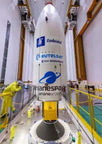 EUTELSAT QUANTUM satellite integration on the launcher at the Final Assembly Building (BAF), (Kourou, French Guiana)