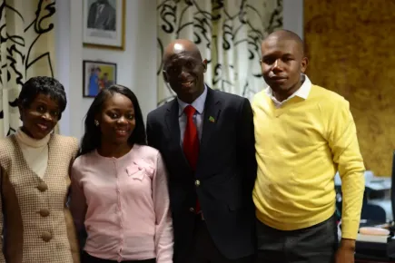 FROM LEFT - Ms Philomena Kachesa (Charge d'Affaires at Zambia Embassy), Francine Mazala, Mr. Percy Mabvuto Ngwira (First Secretary - Tourism) and Francesco Bwalya