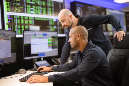 Team members working at Eutelsat's Satellite Control Centre