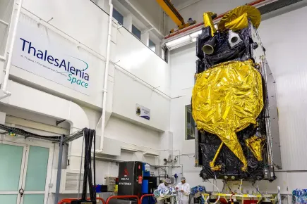 Vibration test on EUTELSAT 8 West B satellite