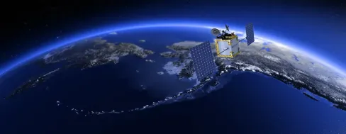 Visualisation of the Eutelsat First Generation (Gen 1) OneWeb LEO satellite in space