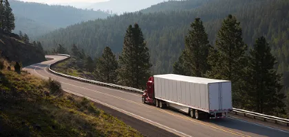 Truck driving on remote highway