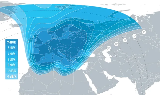 E7C Europe Beam Uplink coverage map