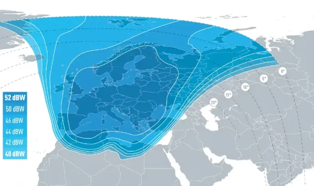 E7C Europe Beam Downlink coverage map
