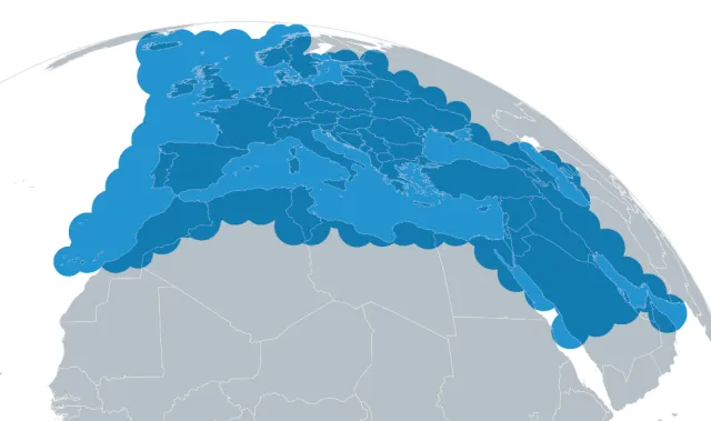 Coverage map of Konnect VHTS -  Ka-band Europe downlink  
