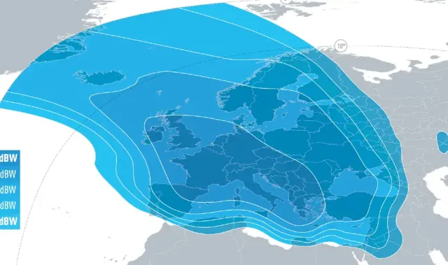 Coverage map of Eutelsat 33F - North baltic downlink